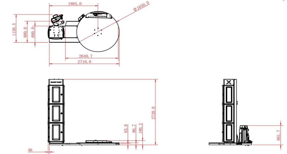 Tloris avtomatskega ovijalnega stroja za palete SMARTWRAP X10 3000 kg