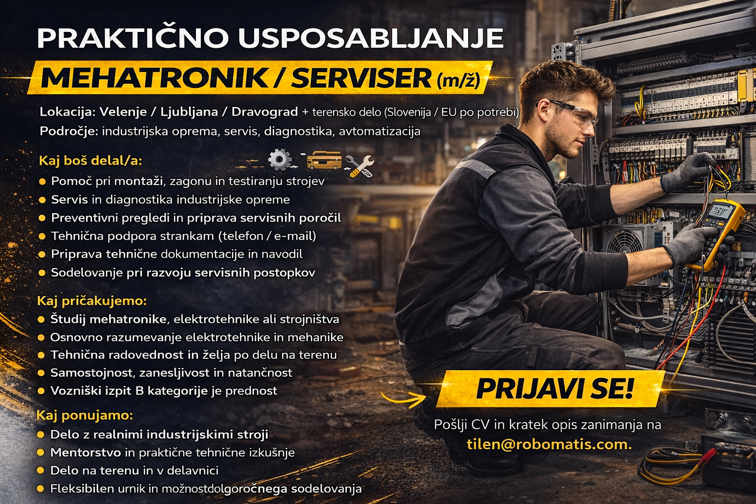 PRAKTIČNO USPOSABLJANJE – MEHATRONIK / SERVISER (m/ž)